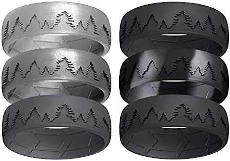 ROQ Silicone Rubber Wedding Ring for Men, Comfort Fit with Enhanced Breathability, Men's Wedding Band, Durable Rubber Engagement Band, Multi Packs, Multi Colors