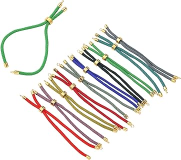 10Pcs Nylon Twisted Cord Bracelet Making Adjustable Slider Bracelets with Golden Brass Findings for DIY Jewelry Making Accessories 9 inch(22.12cm)