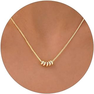 14K Gold Plated Beaded Necklace for Women with a Box Chain and Lobster Clasp - Star of David and Sun Lotus Pendant Design