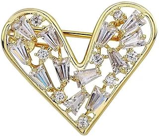 Dainty Love Heart Shape Brooch Pin Rhinestone Tiny Heart Lapel Pin Sparkling Heart Safty Pin Gift for Christmas Valentine's Day