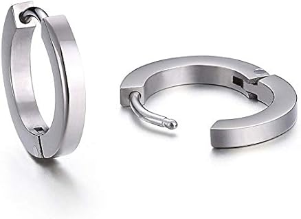 Minimalist Pure Titanium Hoop Huggie Earrings Round/Hexagon Earring, Dainty Plain Small Titanium Hoop Earrings Charms, Hypoallergenic Earring Jewelry Gifts for Women Girls Men Sensitive Ear