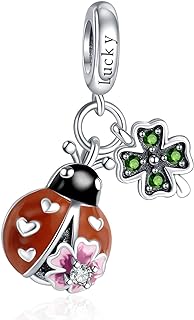 Sterling Silver Clasp, Ladybug Charm Bracelet with Cubic Zirconia, Perfect for Women and Girls, Annmors 925 Sterling Silver Charm Design