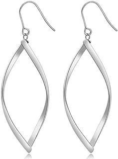 Stainless Steel Rhombic Wave Shaped Simple Plain Dangle Earrings