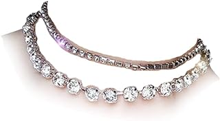 Bohemia Layered Choker Necklace Rhinestone Choker Diamond Necklace Crystal Choker Prom Jewelry Bridal Wedding Accessories for Women and Girls(2 pcs)