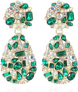9 Colors Rhinestone Statement Earrings Big Teardrop Costume Earrings Formal Crystal Chandelier Drop Dangle Earrings for Women Girls