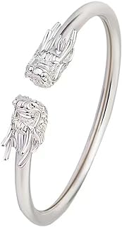 AdjustableSterling Silver Bangle Bracelet, Blue diamond bracelet，Sterling Silver Bracelet For Women,Women 925 Sterling Silver Bracelet Double Dragon'S Head Cuff Bangle