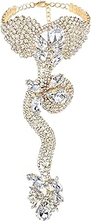 Women's Rhinestone Snake Bangle Bracelet with Lobster Claw Clasp and Snake Chain Design
