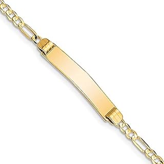 10K Yellow Gold Figaro Chain Men's ID Bracelet with Lobster Claw Clasp by Jewels By Lux - Engravable & Personalizable