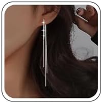 Rhinestone Chain Tassel Earrings Gold Long Chain Dangle Earrings Crystal Chain Ear Jacket Earrings Cz Linear Tassel Drop Earrings Jewelry for Women and Girls