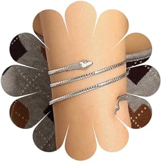 Vintage Snake Bracelet Punk Snake Bangle Bracelet Swirl Snake Armlet Gold Serpent Arm Cuff Bracelet Jewelry for Women and Girls (Gold)