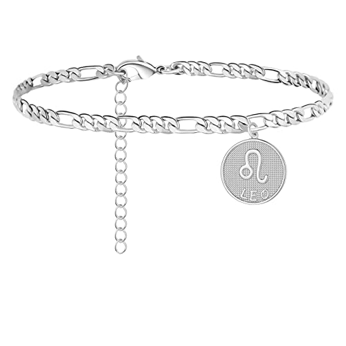 Zodiac Ankle Bracelets for Women Silver Anklet 14K Real Gold Plated Zodiac Anklets for Women Horoscope Constellation Anklet Zodiac Sign Beach Foot Jewelry
