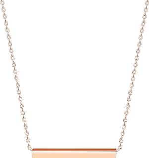 Women Simple Bar Pendant Necklace Dainty 18K Gold Necklace Rose Gold Plated Simple Design Solid Circle, Heart Choker Chain Silver Necklaces for Women