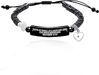 Lobster Claw Clasp Square Hematite Charm Bracelet with Braided Chain and Resin Gem for Men and Women, Uloveido Y1474 Customized Name Date Design