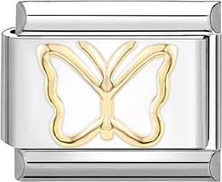 Italian Clasp Butterfly Charm Bracelet Stainless Steel for DIY Jewelry Enthusiasts, Handmade Link Style Design