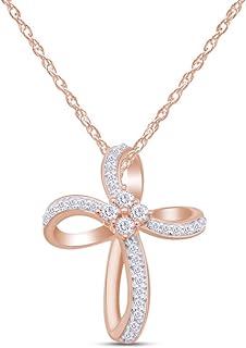 Spring Ring Clasp Rose Gold Necklace with Infinity Cross Pendant, Rope Chain, Adorned with Cubic Zirconia for Women, Indian Origin