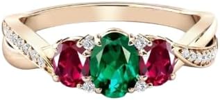14K Art Deco Emerald Engagement Ring For Women 2.5 CT Gold Ruby Wedding Ring Antique Cluster Engagement Ring Multi Gemstone Ring Anniversary Ring