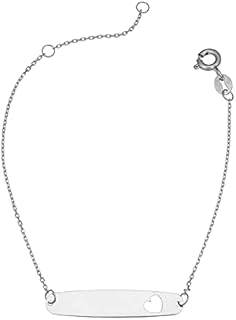 14k Yellow or White Gold Baby Id Bracelet With Cut-out Heart Design (adjusts to 5.5 or 6.5 inch)