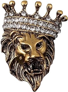 Retro Lion Animal Pin Brooch for Men Women Punk Buck Suit Tie Lapel Pin Cool Animal Bull Eagle Lion Wolf Head Collar Brooch Safety Pin Christmas Gifts