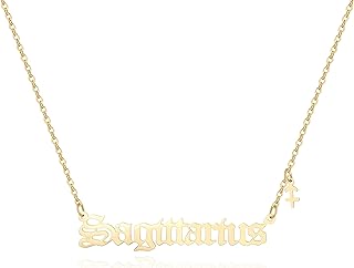 Zodiac Necklace,Zodiac Sign Pendant Necklace for Women,18K Gold Plated