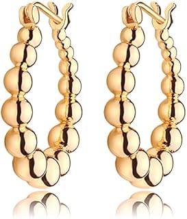 14K Gold Plated Designer Huggie Hoop Earrings with Cubic Zirconia & Clutchless Back Finding for Women, Twisted Chain Design