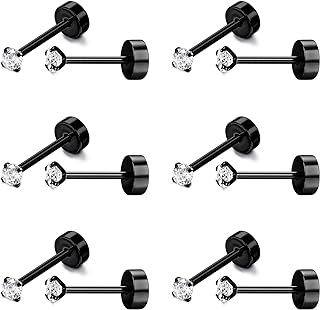 Stainless Steel 2mm Cubic Zirconia Screw Back Stud Earrings for Men and Women, Elegant Small Flat Design Earrings with Hypoallergenic Properties