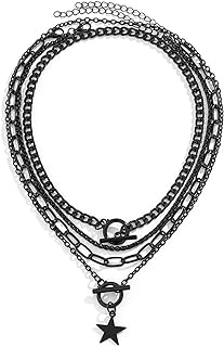 Gothic Layered Choker Necklaces for Women Y2k Necklaces Black Star Necklace Goth Necklaces Sword Shaped Necklace Chains Frightening Necklace Jewelry for Women