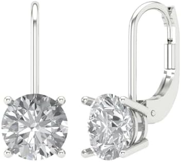3 ct Lab Grown Diamond Drop Earrings in 14k Yellow Gold with Lever Back, Brilliant Round Cut Solitaire Design