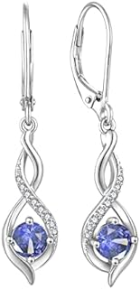 Lever Back Tanzanite Earrings - 925 Sterling Silver Infinity Dangle Design with Cubic Zirconia - Ideal Gift for Women, Girls, Wives, Moms