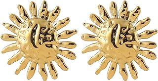 ITcoery Women's 18K Gold-Plated Stainless Steel Sun Stud Earrings with Push Back Design - Trendy and Hypoallergenic Jewelry for Everyday Wear or Special Occasions