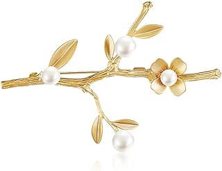 Pin Clasp Ginkgo Brooch with Gemstone and Copper - Elegant Accessory for Wedding, Birthday, and Christmas Celebrations - Flower Design Style 1