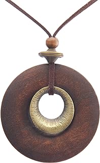 Leather Necklace for Women Long Boho Necklace Bohemian Choker Vintage Necklace Braided Boho Jewelry with Adjustable Brown Leather Cord