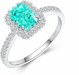 S925 Silver Engagement Ring with Blue Sapphire & Moissanite Accents for Women, Square Design - Ideal Gift for Anniversary & Wedding