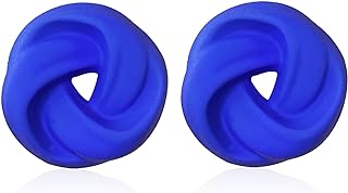Blue Geometric Acrylic Resin Stud Earrings with Push Back for Women - Large Round Candy Color Statement Jewelry