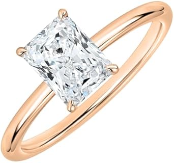 IGI Certified 1.00-2.00 Carat Radiant Shape Lab Grown White Diamond Classic Solitaire Engagement Ring for Her in 10K Solid Gold