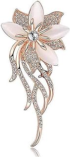 Pin Clasp Cubic Zirconia Enhanced Orchid Brooch in Rose Gold - Ideal for Women's Bridal & Wedding Outfits - Flower Bouquet Design
