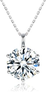 Moissanite Necklaces for Women 925 Sterling Silver Necklace with Moissanite Diamond 18K Plated Pendant Dainty Jewelry Gift for Women Men Mom Girls