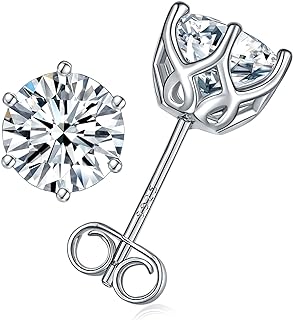 Moissanite Stud Earrings 2-4ct G H I Color 925 Sterling Silver White Gold Plated Ear Studs for Women Men Black Pink Blue Stone CHASKI
