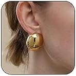 Dome Hoop Earrings by Apsvo - Chunky Gold/Silver Drop Design with Push Back for Women - Hypoallergenic Brass Fashion Jewelry