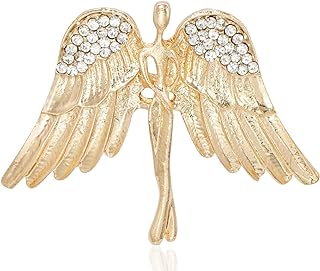 Vintage Angel Wing Alloy Brooch Pin with Rhinestones for Women - Gleamart Crystal in Cardigan Shawl Shirt Hat Design