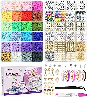 Gionlion Kid-Friendly Clay Bead Bracelet Charms in Durable PVC with Diverse Designs - Large DIY Jewelry Making Kit