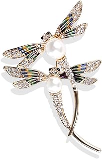 Dragonfly Brooch Pins Colorful Rhinestone Dragonfly With Pearl Brooch Pin Fashion Insect Lapel Brooch Pin for Clothing Accessory Gift