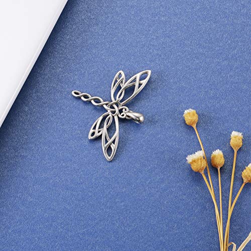 MANBU Sterling Silver Dragonfly Necklace for Women: Celtic Infinity Dragonfly Pendant Christmas Jewelry Gifts for Dragonfly Lovers