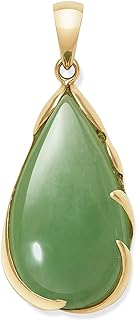 Belacqua 14k Gold Natural Jade Teardrop Necklace Pendant