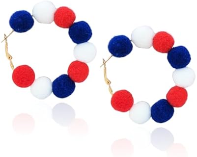 Independence Day Themed Clay Bead Hoop Earrings with Zinc and Push Back Design for Women and Girls