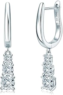 AINUOSHI Moissanite Hoop Huggie Dangle Graduated Earrings for Women, 925 Sterling Silver White Gold D-E Color Moissanite Diamond Drop Earrings,Hypoallergenic,Jewelry Box Packed