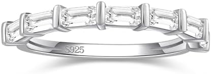 Sterling Silver Clasp-Type Moissanite Stackable Rings - Lab-Created Gemstone Wedding Bands for Women - Dainty Round Design - Size 5-10US