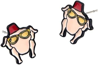 Push-Back Anime Stud Earrings for Women, Alloy Gem, Cartoon Friends Design