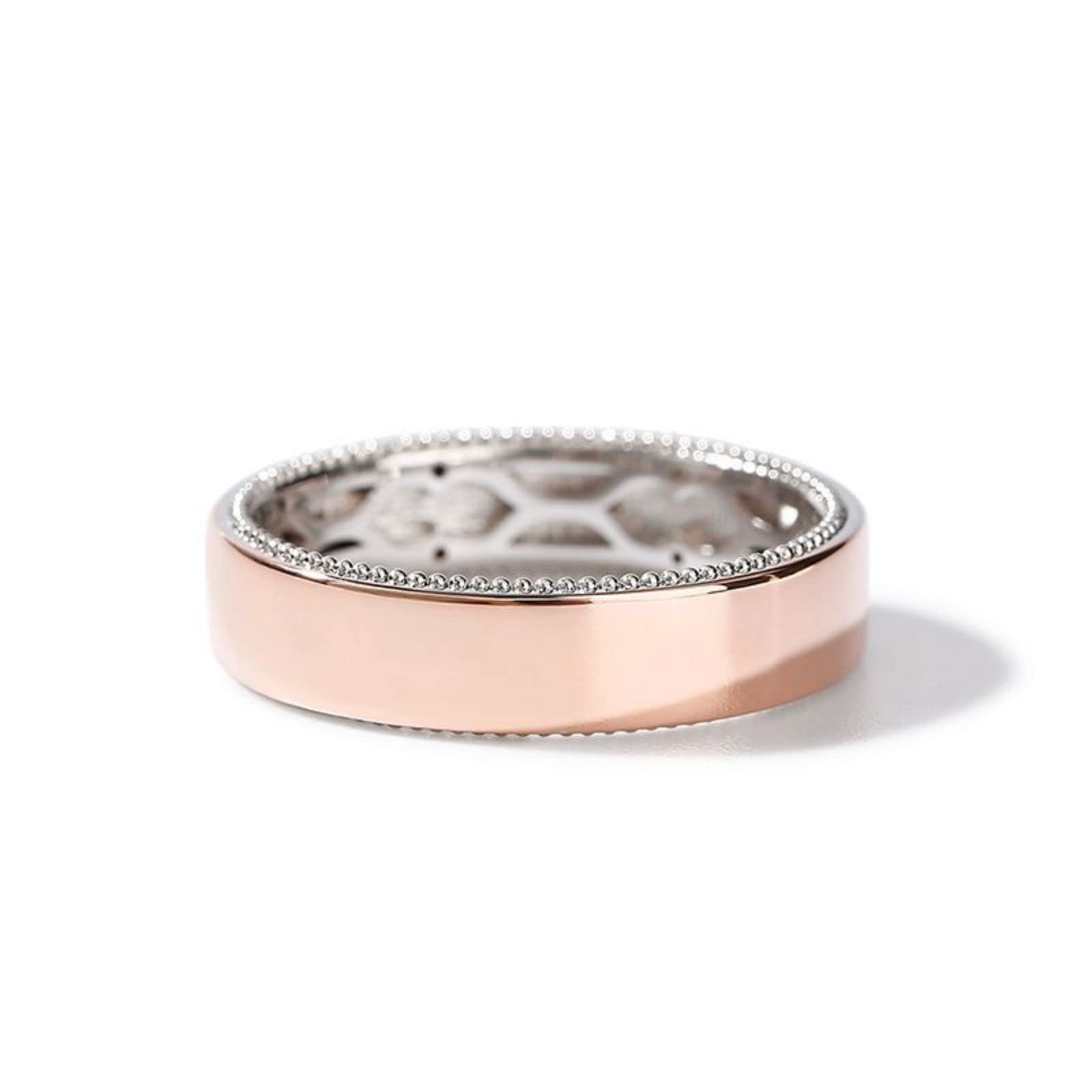 Jeulia Floral Ring Band Sterling Silver Two Tone Leaf Carved Vintage Unique Hollow Flower Rose Gold Jewelry Engagement Wedding Bridal Sets Stackable Anniversary Promise with Gift Box