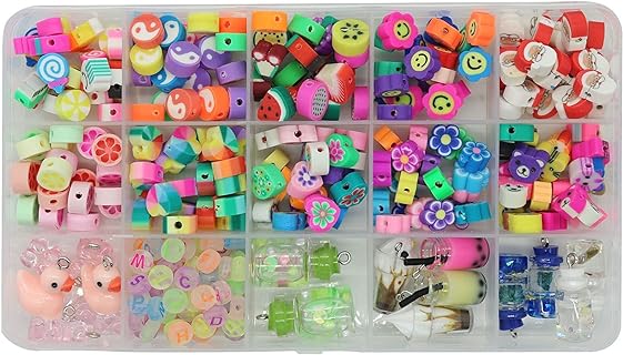 Heart-Shaped Fruit Bracelet Beads Set in Clear Resin, Ideal for DIY Jewelry Making & Craft Projects, Pack of 280 Pieces - Generic Brand