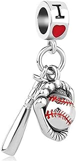 KunBead Love Baseball Bead Charms Compatible with Pandora Bracelets
